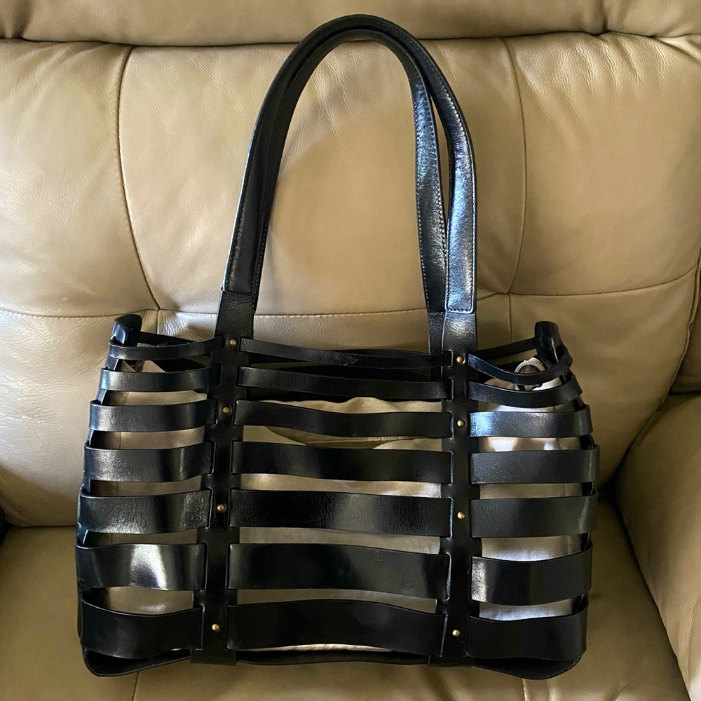 Monsac Purse Black Leather Shoulder Bag - Picture 1 of 11